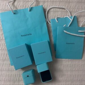 Tiffany & Co. Blue Gift Bag and Box and. ring Box Collection